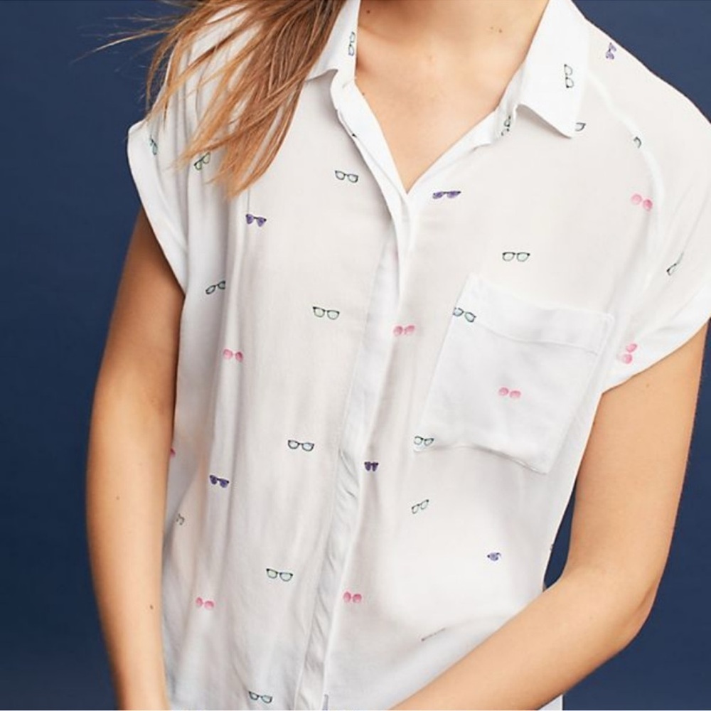 Rails Chase Sunglass Print Short Sleeve Button-Up… - image 1